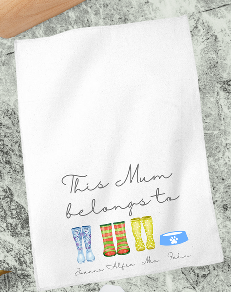 Paño de cocina Wellie personalizado para mamá