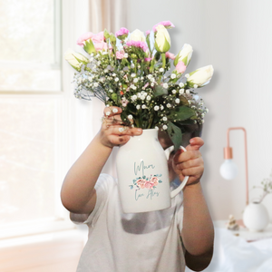 Regalo personalizado de jarrón de flores rosa oscuro para madres