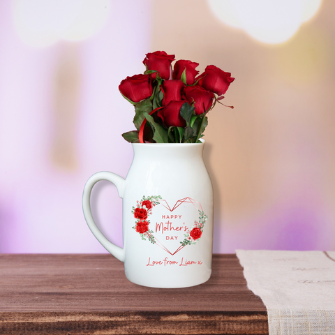 母亲节个性化红玫瑰心形花瓶