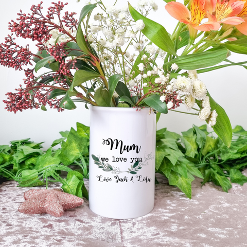 Personalised Botanical Flower Vase for Mother's Day