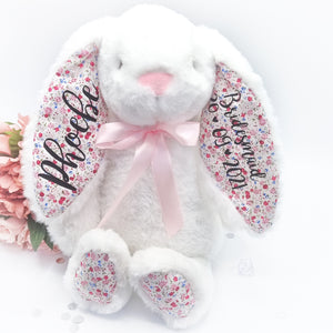 Personalised Eco Friendly White 10" Bunny with Floral Ears