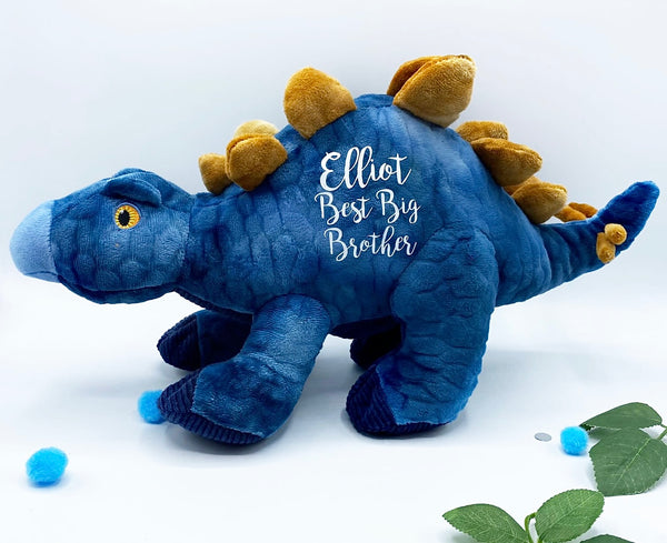 Regalo personalizado de dinosaurio ecológico azul para hermanos
