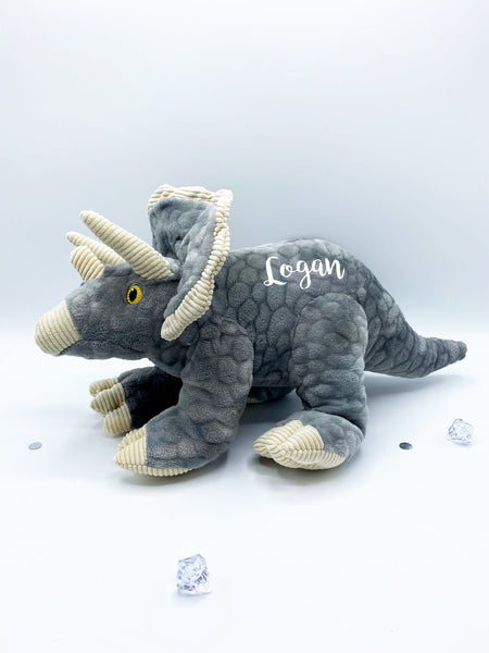 Personalised Eco Friendly Grey Dinosaur Soft Toy for Birthdays