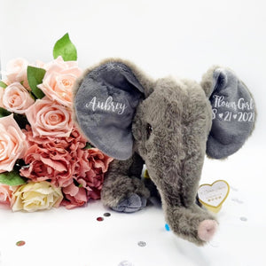 Personalized names ring bearer Flower Girl Plush Elephant gifts