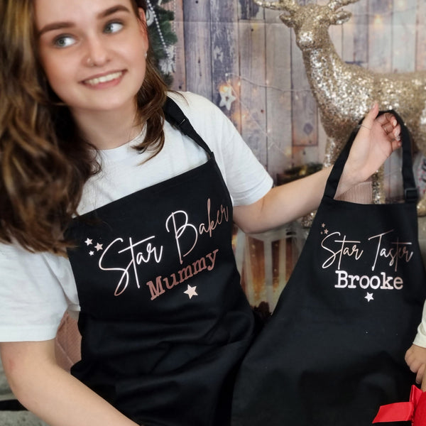Personalised Mummy & Daughter Cooking Aprons, Baking Cooking Aprons Match With Mummy Whilst in The Kitchen ,Matching Adult Child Aprons, Set Of Two Aprons, Custom Gift For Mum Daughter, Baking Cook Gift, Gift for Chef