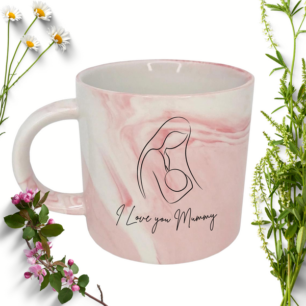 Personalised I Love You Mummy Mother's Day Pink Marble Mug