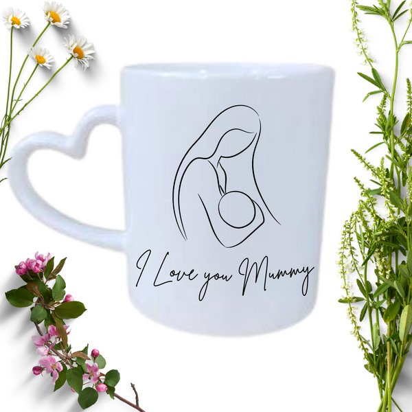 Personalised I Love You Mummy Mother's Day love heart handle mug