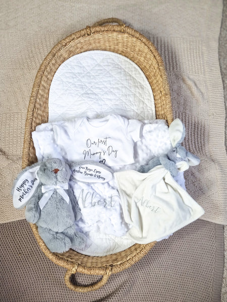 Manta blanca personalizada para nuevo bebé
