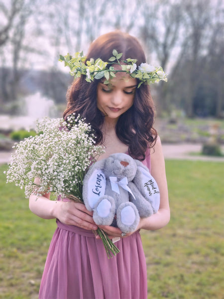 Personalised Grey Bunny with White Ears Maid of Honour Gift