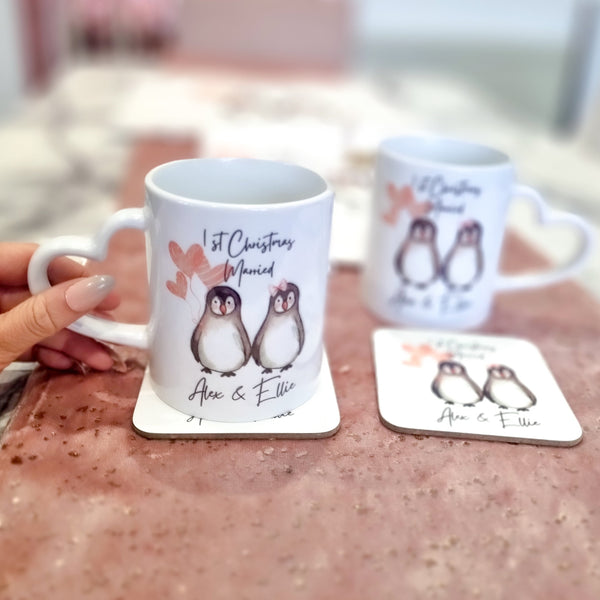 个性化企鹅马克杯和杯垫