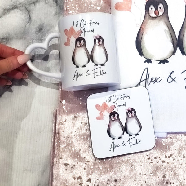 个性化企鹅马克杯和杯垫