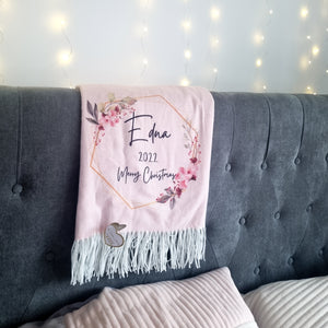 Personalised Pink Christmas Blanket