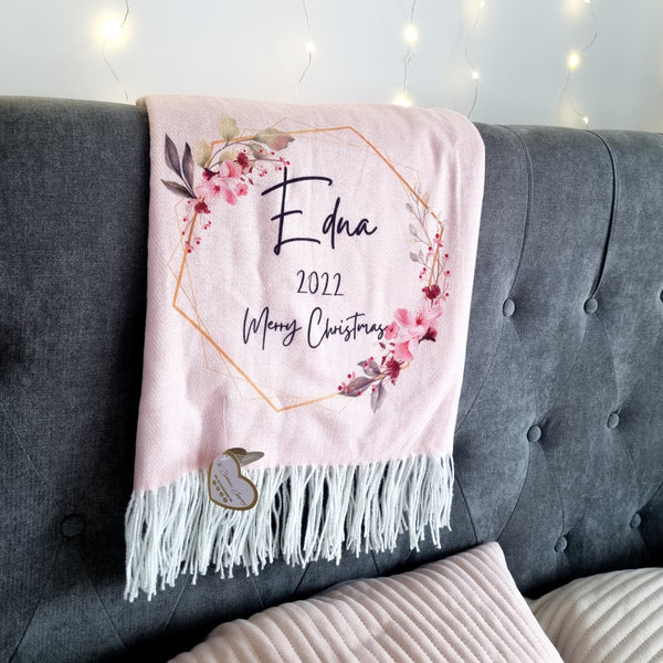Personalised Pink Christmas Blanket