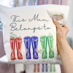 Personalised Wellie Cushion For Mothers Day
