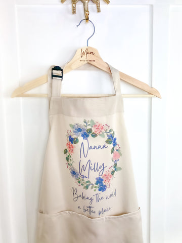 Personalised Blue Floral Apron Gift For Mothers