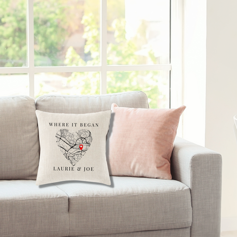 Personalised Custom Map Cushion For Valentines