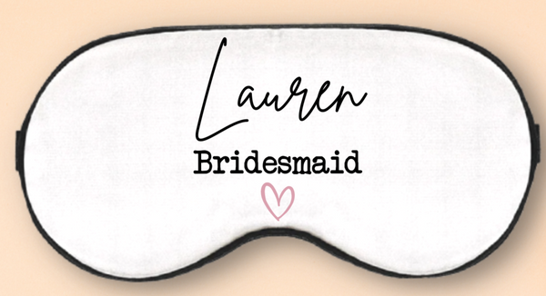Personalised Eye Mask for Bridesmaids with Heart