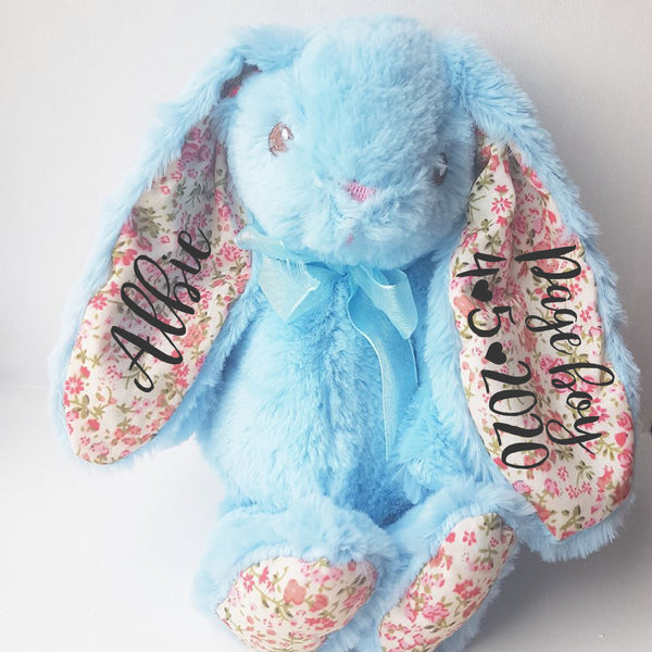 Personalised Pink Floral Eared Bunny for Bridesmaids