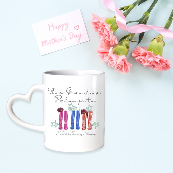 Taza y posavasos Wellie personalizados para el día de la madre