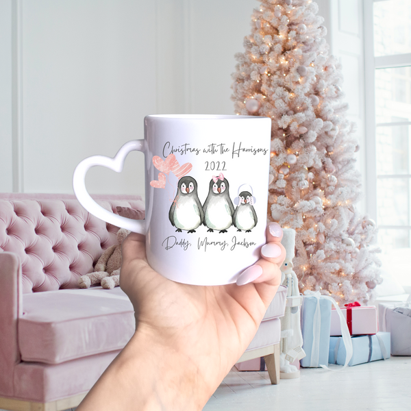 Personalised Penguin Mug, Custom Name Mug, Personalized Penguin Christmas Gift Coffee Cup