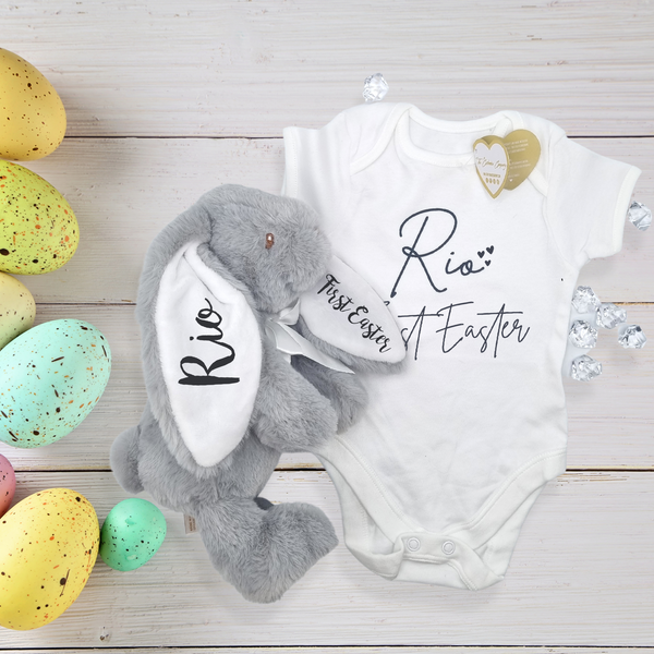 个性化婴儿成长和兔子套装第一个复活​​节，复活节，复活节兔子，