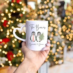 Personalised Penguin Mug, Custom Name Mug, Personalized Penguin Christmas Gift Coffee Cup