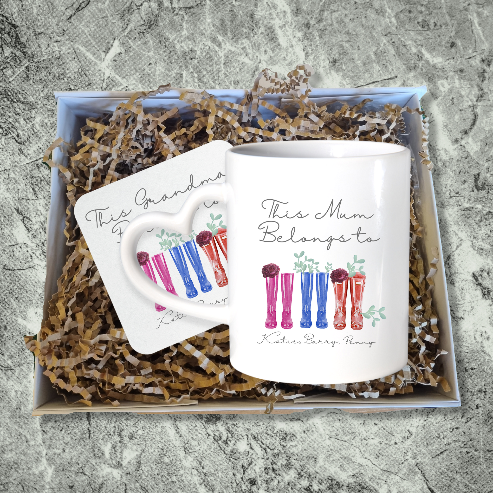 Personalised Wellie Mug & Coaster For Mothers day