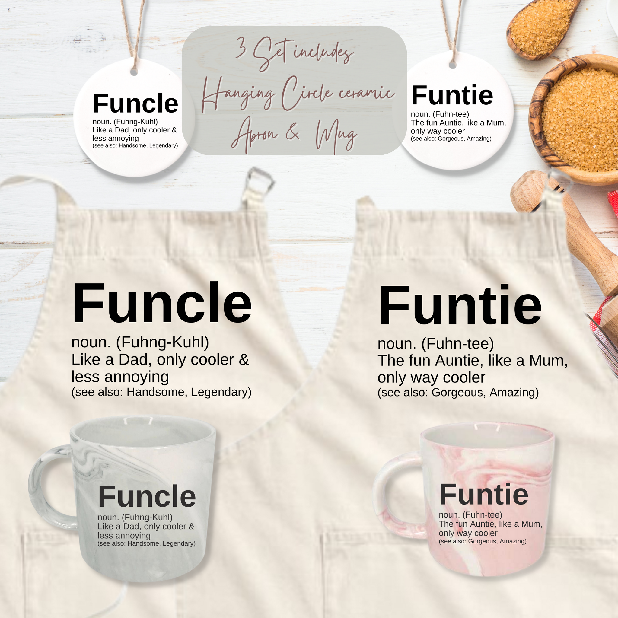 Personalised Funtie & Funcle Apron Gift Set