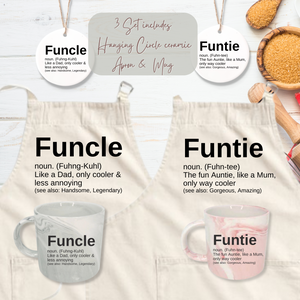 Set de regalo personalizado de delantal Funtie &amp; Funcle