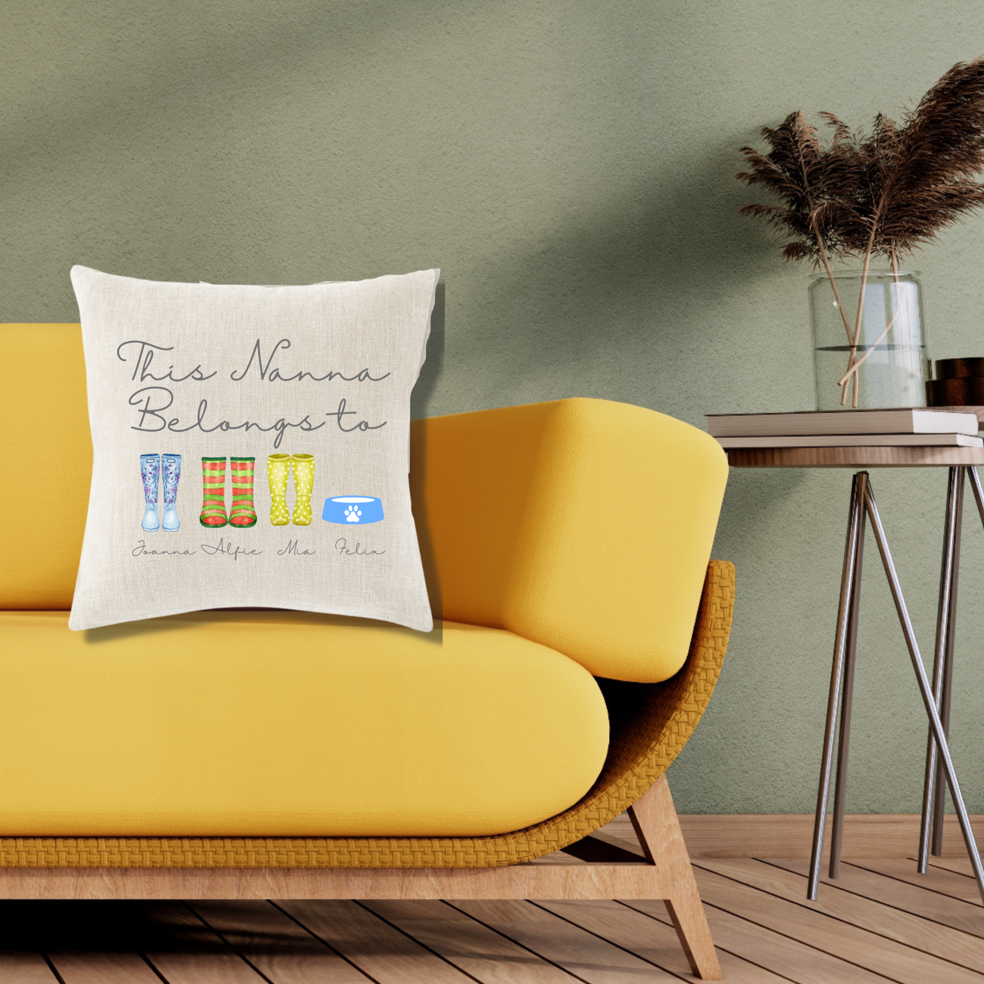 Personalised Wellie Cushion For Grandma's & Nan's