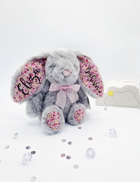 Personalised Grey 14Inch Bunny New Baby Gift