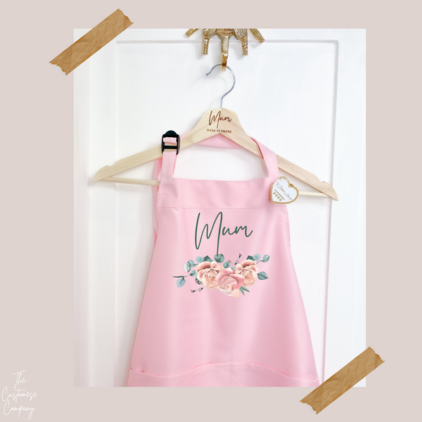 母亲节个性化粉色花朵围裙