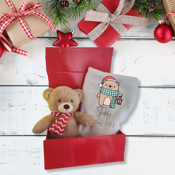 Set de regalo de oso navideño