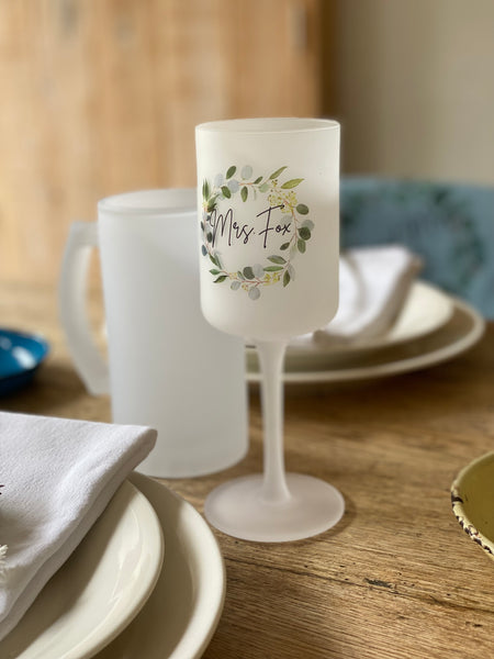 Personalised Frosted Wine Glass for Her
