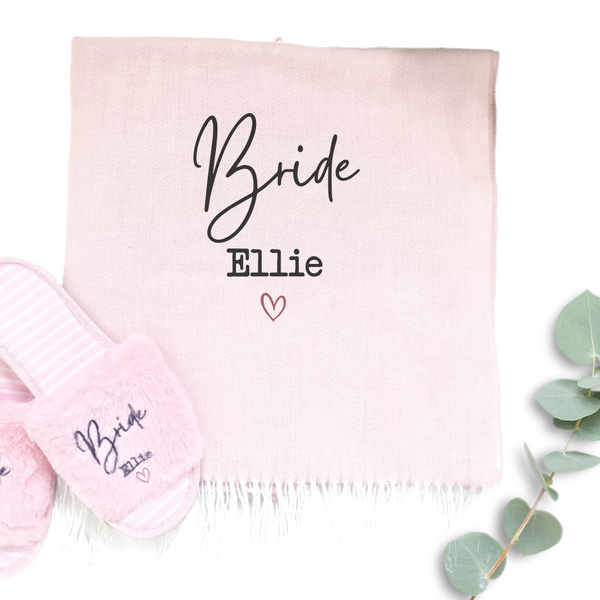 Personalised Pink Blanket & Slipper Set for Couples