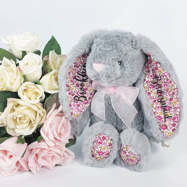 Personalised Grey Bunny for Flower Girl Proposals (10 Inch)