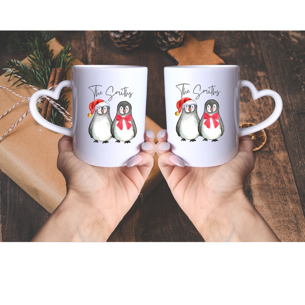 Personalised Penguin Christmas Mug For Grandparents