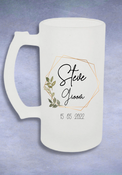 Personalised Groom Beer Stein Glass, Perfect wedding keepsake gift