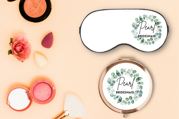 Personalised Compact Mirrors & Eye Mask for Bridesmaids