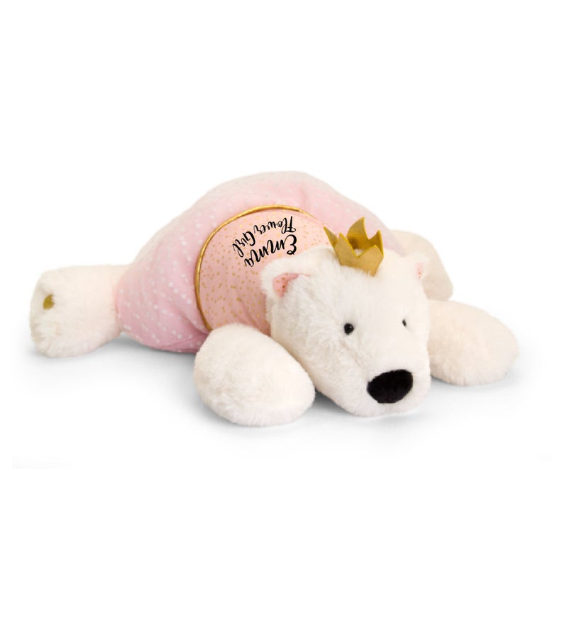 Regalo personalizado de princesa oso polar para niñas de flores