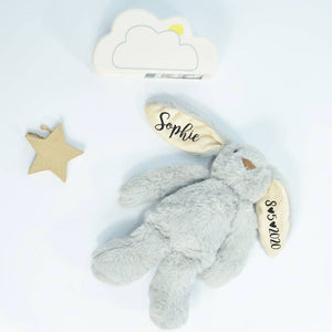 Personalised New Baby Grey Bunny Soft Toy