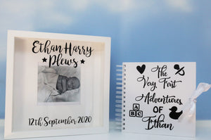 Personalised Baby Scrapbook & Frame in White