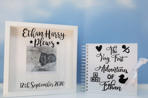 Personalised Baby Scrapbook & Frame in White