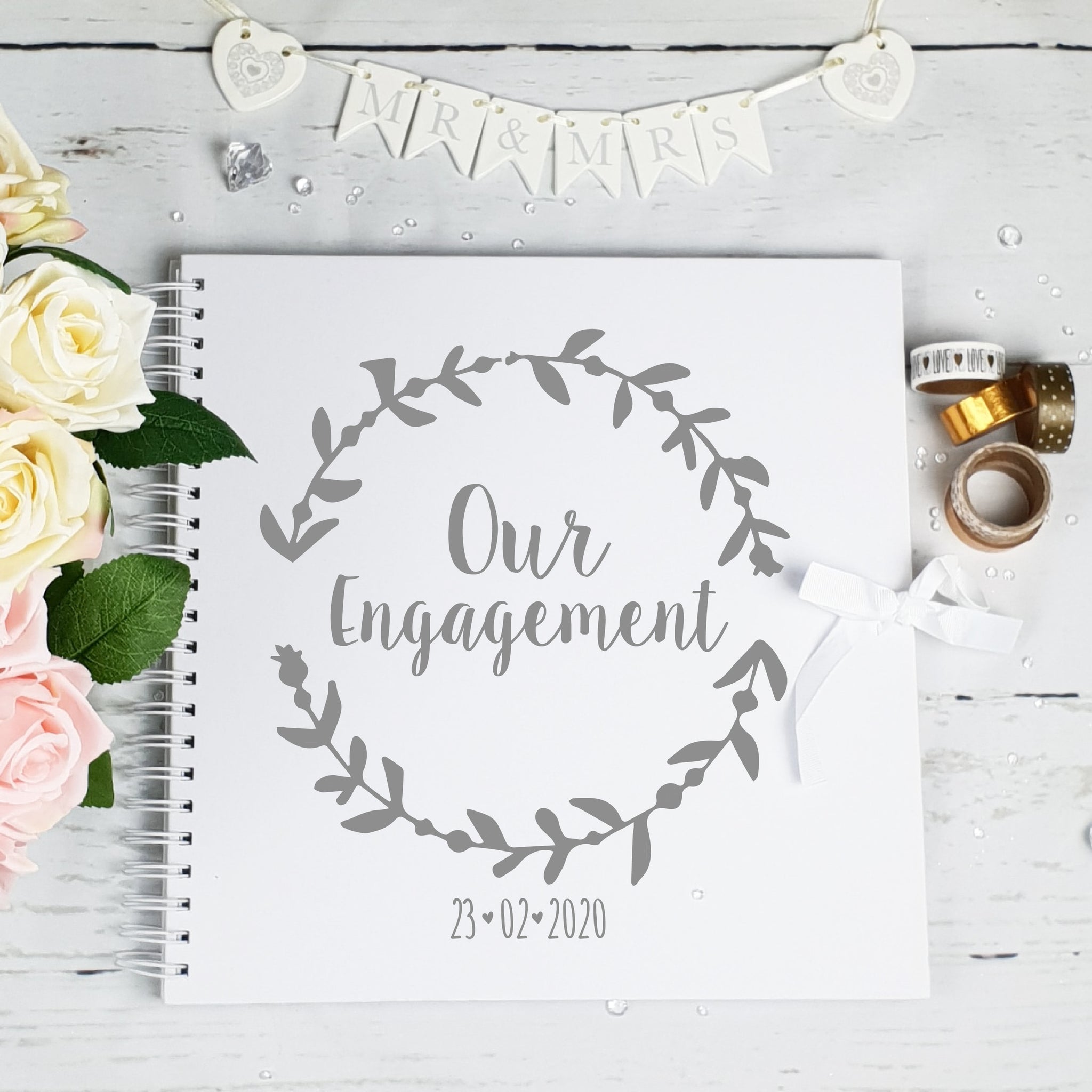 Personalised Engagement White Scrapbook