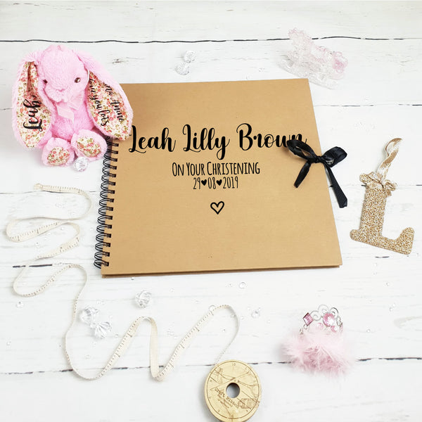 Personalised On Your Christening Brown Scrapbook