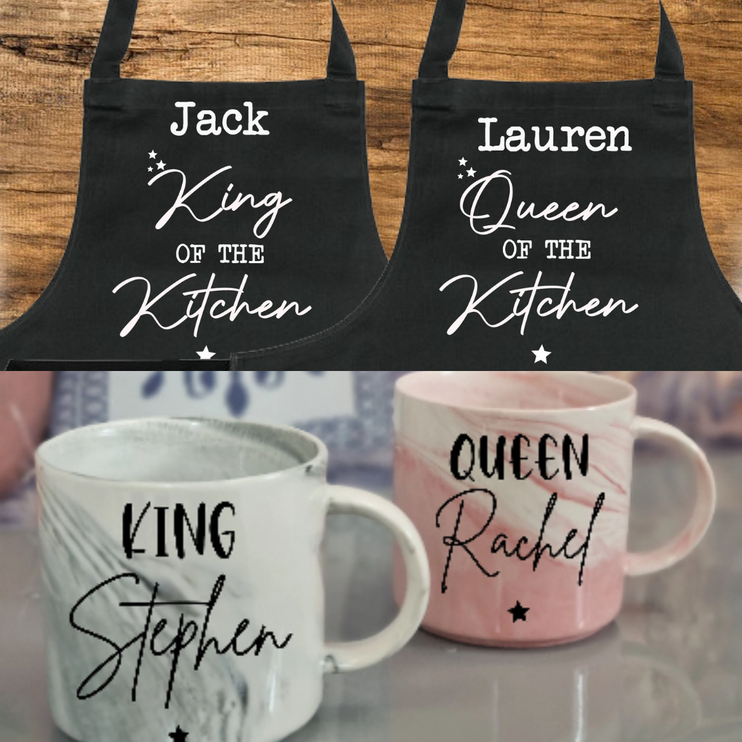 Personalised Couple Apron and Cup Bundle
