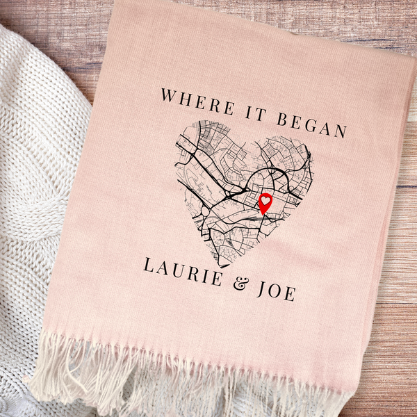 Personalised Map Blanket For Valentines