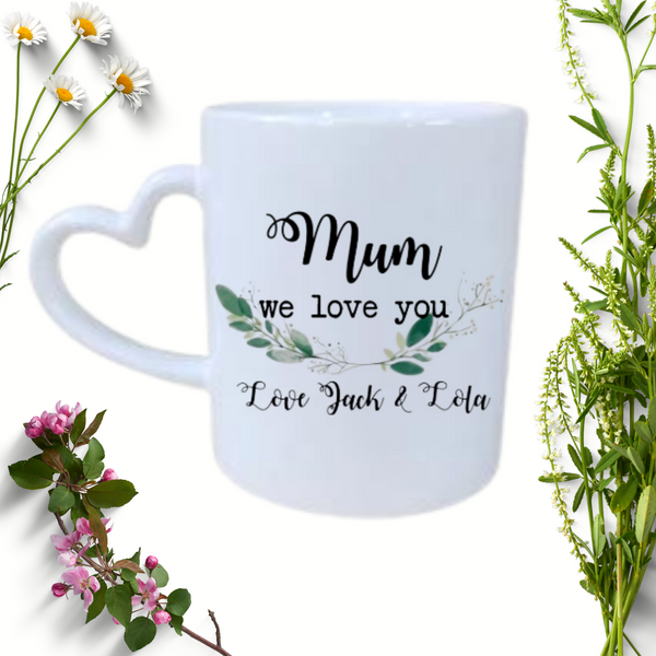 Personalised Mother's Heart Handle Mug