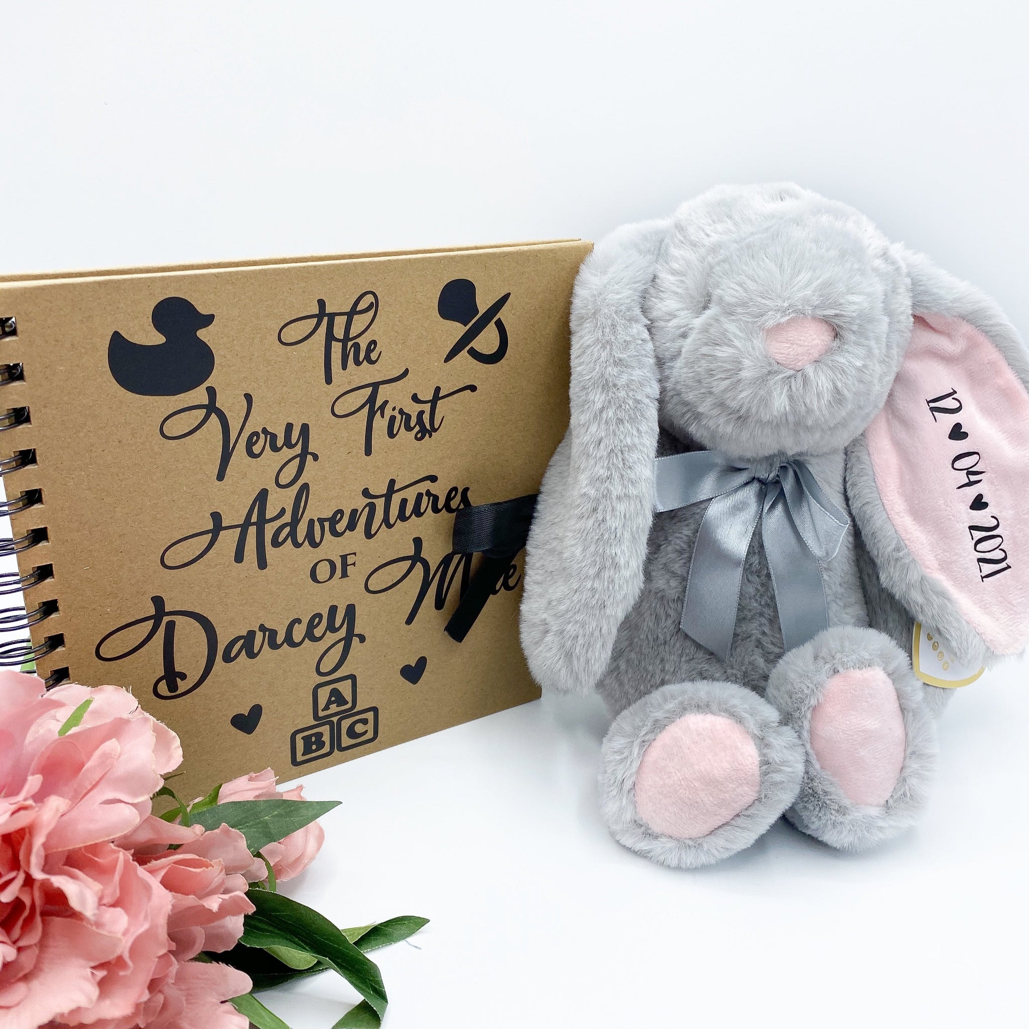 Personalised Baby Bundle: Book and Bunny Soft Toys