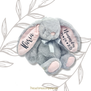 Super Cute Grey Bunny teddy with pink inner ears